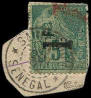 O SENEGAL - Poste - 7a, "Sénégal" En Rouge, Signé Calves, Sur Fragment: 1f. S. 5c. Vert - Gebruikt