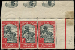 ** SOUDAN FRANCAIS - Poste - 60, Bande De 3, Centre Imprimé Tête-bêche Sur Bdf, Signé Scheller: 1c. Laitière - Unused Stamps