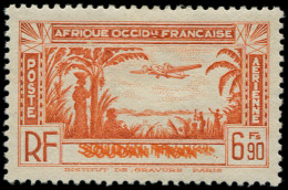 * SOUDAN FRANCAIS - Poste Aérienne - 5b, Triple Légende, Signé Brun: 6f.90 Orange - Neufs