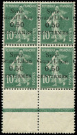 ** SYRIE - Poste - 90b, Superbe Bloc De 4, Erreur "0,50": Semeuse Vert - Unused Stamps