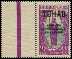 ** TCHAD - Poste - 30a, Surcharge "AEF" Doublée Noire + Bleue, Signé Calves, Bdf: 45c. Violet - Ungebraucht