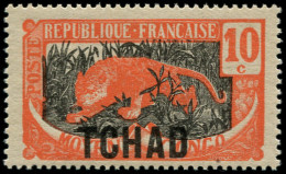 ** TCHAD - Poste - 37a, Surcharge "AEF" Absente, Signé: 10c. Panthère - Unused Stamps