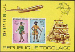 ** TOGO - Blocs Feuillets - 77, Non Dentelé: Centenaire De L'UPU, Train (Michel) - Unused Stamps
