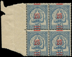 ** TUNISIE - Poste - 28b, Bloc De 4 Surcharge à Cheval: 25c. S. 15c. Bleu - Unused Stamps