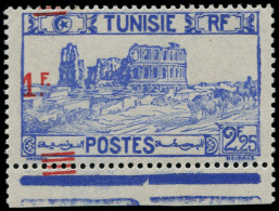 ** TUNISIE - Poste - 226d, Surcharge à Cheval, Totalement à Gauche, Bdf: 1f. S. 2f25 Bleu Amphithéâtre - Unused Stamps
