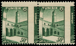 ** TUNISIE - Poste - 402, Paire, Piquage à Cheval: 50c. Vert - Unused Stamps