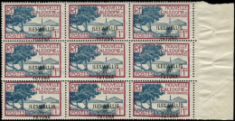 ** WALLIS & FUTUNA - Poste - 43, Bloc De 9 Surcharge Très Décalée Vers Le Bas: 1c. Brun Carminé Et Bleu (Maury) - Unused Stamps