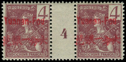 * YUNNANFOU - Poste - 18, Paire Millésime "4", Gomme Coloniale: 4c. Lilas-brun S. Gris - Ungebraucht