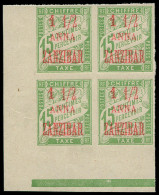 (*) ZANZIBAR - Taxe - 3a, Bloc De 4 Non Dentelé, Cdf: 1.1/2a S. 15c. Vert-jaune - Unused Stamps