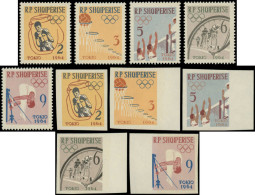 ** ALBANIE - Poste - 626/30 + Bf 6H, Complet Dentelés + Non Dentelés: Jeux Olympiques De Tokyo 1964 - Albanië