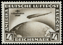 ** ALLEMAGNE EMPIRE - Poste Aérienne - 39, Signé Scheller (infime Point Noir Au Dos): 4m. Südamerikafahrt - Airmail & Zeppelin