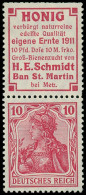 O ALLEMAGNE EMPIRE - Timbres De Carnets - Michel S 2.22: 10pf. Germania: "Honig" (miel) - Other & Unclassified