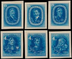 (*) ALLEMAGNE 39/45 - LAIBACH - Poste - Michel I/VI, Non Dentelés Sur Carton En Bleu - Besetzungen 1938-45