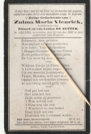 Aalter, Aeltre, 1912, Zulma Vleurick, De Zutter - Images Religieuses