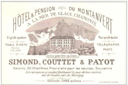 Hôtel & Pension Du Montanvert à La Mer De Glace Chamonix Tenu Par Les Guides Simond, Couttet & Payot (12cm X 8cm) - Chamonix-Mont-Blanc