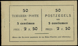 ** BELGIQUE - Carnets - COB A13d (b), Carnet Complet: Oeuvres Des Sanatorias Populaire - 1907-1941 Antichi [A]