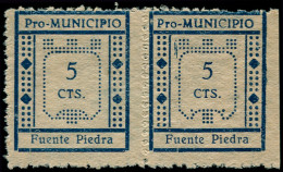 * ESPAGNE GUERRE CIVILE NATION - Poste - Fuenta Piedra Ed. 13, Paire Type I + II: 5c. Bleu - Verschlussmarken Bürgerkrieg