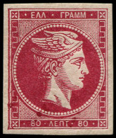 * GRECE - Poste - 16, Signé Calves, * Papier: 80l. Carmin - Unused Stamps