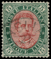 O ITALIE - Poste - 45, Humbert 1er, 5l. Vert Et Rouge (Sas. 49) - Afgestempeld