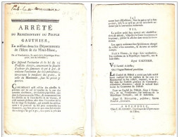 C1 REVOLUTION ARRETE Representant Peuple GAUTHIER Departements Isere Et Mont Blanc 1794 MAXIMUM Port Inclus France - 1701-1800