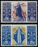 ** ITALIE - Poste Aérienne - 129/30, Sainte Catherine De Sienne (Sas. A 146/47) - Airmail