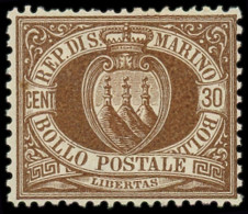 * SAINT MARIN - Poste - 6, * Papier: 30c. Brun - Ongebruikt