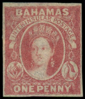 * BAHAMAS - Poste - 1, Papier Mince, Très Frais: 1p. Carmin (SG 2: 65£) - Bahama's (1973-...)