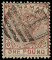 O BAHAMAS - Poste - 23, Bon Centrage: 1£. Brun-rouge - Bahama's (1973-...)