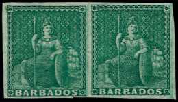 * BARBADE - Poste - 1, Paire Horizontale, TB, Avec Gomme: (1/2p) Vert - Barbados (1966-...)