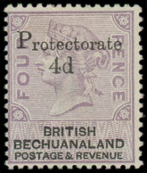 (*) BECHUANALAND PROTECTORAT - Poste - 6a, Surcharge Noire: 4d. Sur 4p. Lilas (SG 44: 475£) - 1885-1964 Protectoraat Van Bechuanaland
