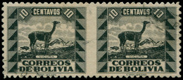 O BOLIVIE - Poste - 225, Paire Horizontale, Non Dentelée Entre: 10c. Noir Vigogne - Bolivia