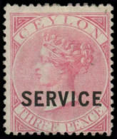 * CEYLAN - Service - 8, Surchargé Service: 3p. Rose - Ceylon (...-1947)