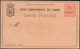ESS CONGO BELGE - Entiers Postaux - Cp 15c. Rouge Palmier, Cadre Rose, Surchargée Spécimen: Etat Indépendant Du Congo - Sonstige & Ohne Zuordnung