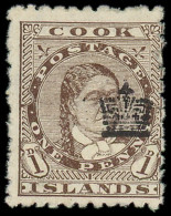 * COOK - Poste - 16, Surchargé: 1p. Brun (léger Pli) - Cook Islands