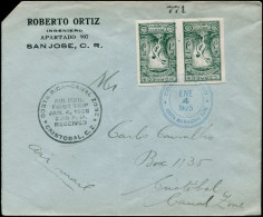 LET COSTA RICA - Poste - 133, Paire Non Dentelée Sur Enveloppe 1er Vol San José/Cristobal 4/1/1925: Jeux Olympiques - Costa Rica