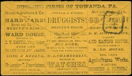 N ETATS UNIS - Entiers Publicités Multiples - (1868), Enveloppe Adhésif, 3c. Vert (Towanda Pennsylvannie), Publicités Mu - Autres & Non Classés