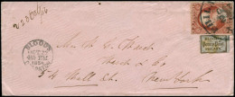 LET ETATS UNIS - Locaux - Scott 15 L 14, "Blood & Cie" (1c) Bronze Sur Enveloppe 22/10/1856 Avec Timbre USA 3c. Brun - Andere & Zonder Classificatie