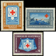 ** GUATEMALA - Poste - 391/93, 3 Essais En Couleurs Non émises (oxydation Sur Les Dents): Croix-Rouge - Guatemala