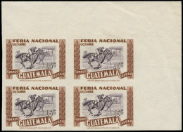 ** GUATEMALA - Poste Aérienne - 192, Bloc De 4 Non Dentelé Cdf (tirage 1 Feuille): 15c. Course Hippique - Guatemala