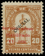 * HONDURAS - Poste Aérienne - 25, Surcharge Rouge (tirage 250): 20c. Brun - Honduras