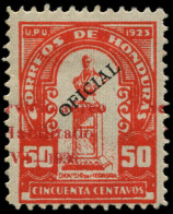 * HONDURAS - Poste Aérienne - 27, Surcharge Rouge Déplacée (tirage 250), Signé Brun: 50c. Vermillon - Honduras