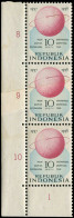* INDONESIE - Poste - 170, Bande De 3, Impression Sur Raccord: 10s. Année Géophysique - Indonésie