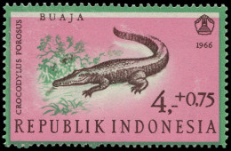 ** INDONESIE - Poste - 496, Non émis Fond Rose Au Lieu De Brun: 4+ 0,75 Crocodile - Indonésie