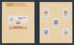 EPA KENYA - Poste - 401/05 + Bf 31, Collés Sur Livret En Cuir "Delarue" Annoté "Proof 28/4/87": Sports, Boxe, Cyclisme,  - Kenia (1963-...)