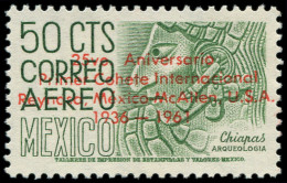 ** MEXIQUE - Poste Aérienne - Michel III, Surcharge Rouge "25ème An. De La Fusée Postale": 50c. Vert (Lollini) - Mexique