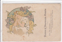 MUCHA Alphons : Carte Postale Avec Repiquage Pour La Bonne Année - état - Mucha, Alphonse