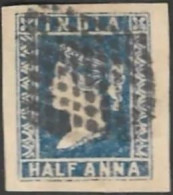 British India 1854 QV 1/2a Half Anna Litho/ Lithograph Stamp "LOWER FRAME BROKEN" As Per Scan - Other & Unclassified