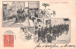 LARGENTIERE (Ardèche) - Un 14 Juillet - La Musique, Fanfare + Les Pompiers - Voyagé 1904 (2 Scans) - Largentiere