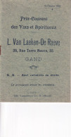 Prix Courant Des Vins Et Spiritueux L Van Laeken-De Raeve Gand 1913 - 1900 – 1949