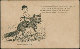 N Chiens & Canidés - Poste - Grande Bretagne, Cp (N) 1/2p. Brun Victoria (oxydation): Enfant Chevauchant Un Renard (1880 - Dogs